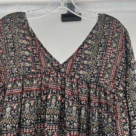 Ces Femme V-Neck Peasant Top Multicolor Print Size Small - Picture 6 of 9